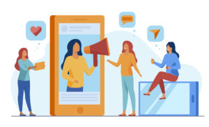 Free vector blogger promoting product or service in social media